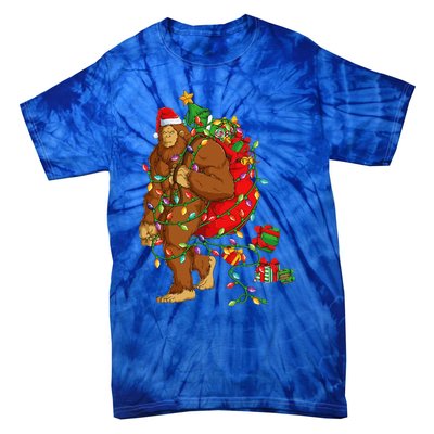 Festive Bigfoot Sasquatch Holiday Pajamas Tie-Dye T-Shirt