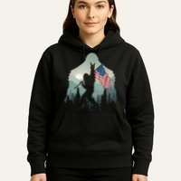 Funny Bigfoot Sasquatch Rock And Roll American Flags Tee Hoodie