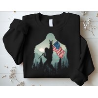 Funny Bigfoot Sasquatch Rock And Roll American Flags Tee Sweatshirt