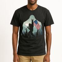 Funny Bigfoot Sasquatch Rock And Roll American Flags Tee Tall T-Shirt