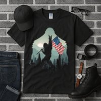 Funny Bigfoot Sasquatch Rock And Roll American Flags Tee Tall T-Shirt