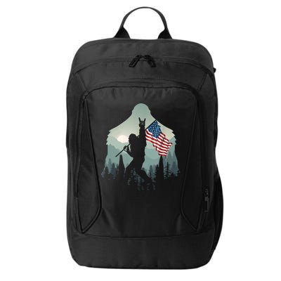 Funny Bigfoot Sasquatch Rock And Roll American Flags Tee City Backpack