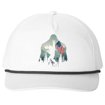 Funny Bigfoot Sasquatch Rock And Roll American Flags Tee Snapback Five-Panel Rope Hat