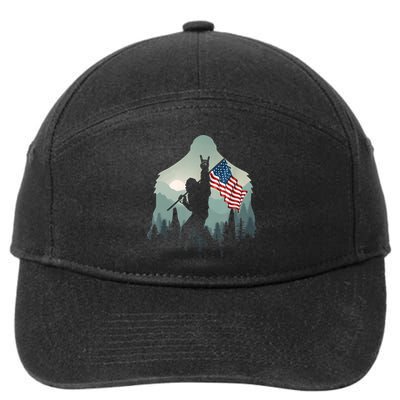 Funny Bigfoot Sasquatch Rock And Roll American Flags Tee 7-Panel Snapback Hat