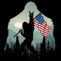 Funny Bigfoot Sasquatch Rock And Roll American Flags Tee Bucket Hat