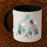 Funny Bigfoot Sasquatch Rock And Roll American Flags Tee Mug
