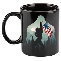 Funny Bigfoot Sasquatch Rock And Roll American Flags Tee 11oz C Handle Ceramic Mug