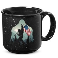 Funny Bigfoot Sasquatch Rock And Roll American Flags Tee 15oz Campfire Ceramic Mug