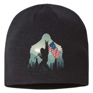 Funny Bigfoot Sasquatch Rock And Roll American Flags Tee Sustainable Beanie