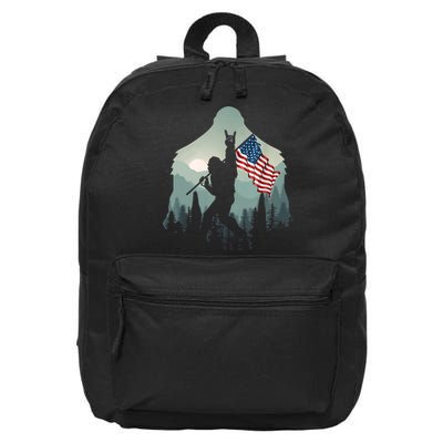 Funny Bigfoot Sasquatch Rock And Roll American Flags Tee 16 in Basic Backpack