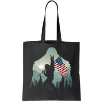 Funny Bigfoot Sasquatch Rock And Roll American Flags Tee Bag