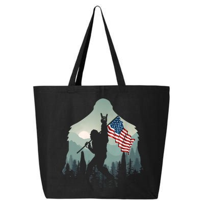 Funny Bigfoot Sasquatch Rock And Roll American Flags Tee 25L Jumbo Tote