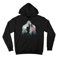 Funny Bigfoot Sasquatch Rock And Roll American Flags Tee Tall Hoodie