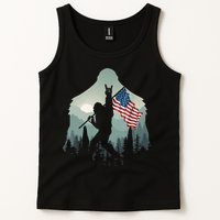 Funny Bigfoot Sasquatch Rock And Roll American Flags Tee Tank Top