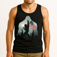 Funny Bigfoot Sasquatch Rock And Roll American Flags Tee Tank Top
