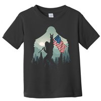 Funny Bigfoot Sasquatch Rock And Roll American Flags Tee Toddler T-Shirt