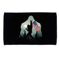 Funny Bigfoot Sasquatch Rock And Roll American Flags Tee Microfiber Hand Towel