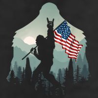 Funny Bigfoot Sasquatch Rock And Roll American Flags Tee Microfiber Hand Towel