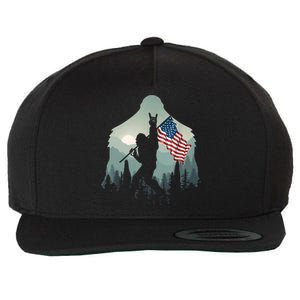 Funny Bigfoot Sasquatch Rock And Roll American Flags Tee Wool Snapback Cap