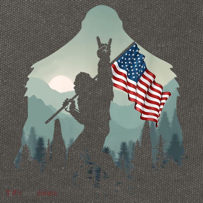Funny Bigfoot Sasquatch Rock And Roll American Flags Tee Cotton Canvas Backpack