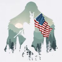 Funny Bigfoot Sasquatch Rock And Roll American Flags Tee Garment-Dyed Sweatshirt