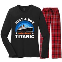 For Boy S Who Just Love The Rms Titanic Women's Long Sleeve Flannel Pajama Set 