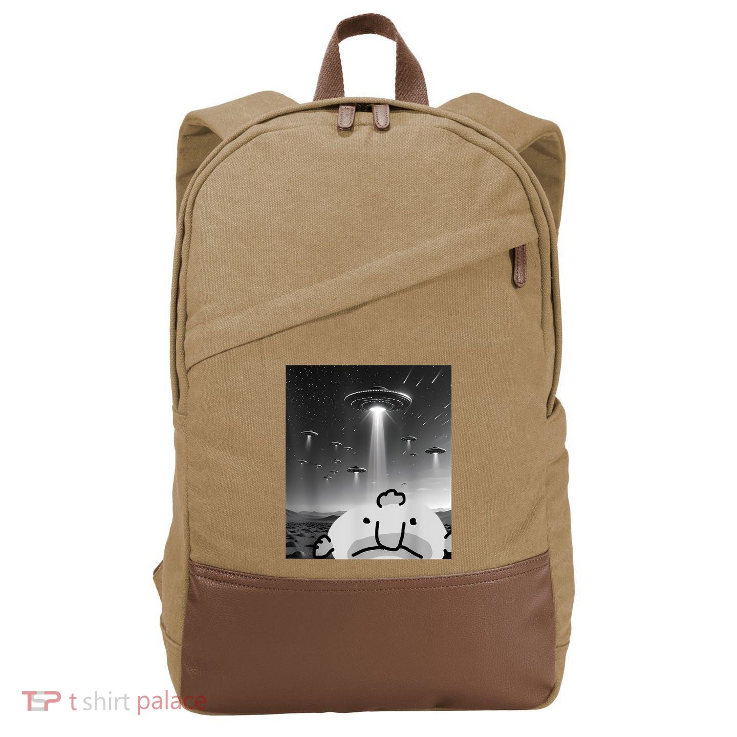Funny Blobfish Selfie Ufos Ailen Retro Women Graphic Cotton Canvas Backpack