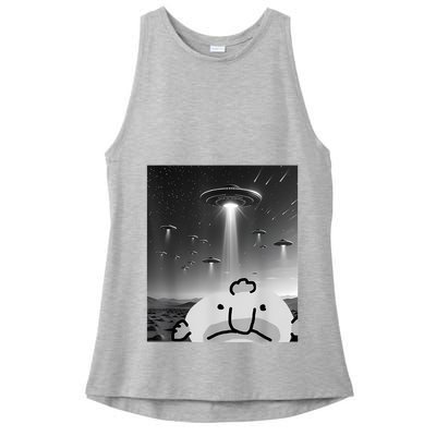Funny Blobfish Selfie Ufos Ailen Retro Women Graphic Ladies PosiCharge Tri-Blend Wicking Tank