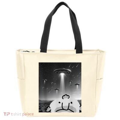 Funny Blobfish Selfie Ufos Ailen Retro Women Graphic Zip Tote Bag