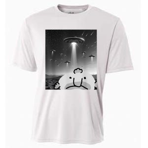 Funny Blobfish Selfie Ufos Ailen Retro Women Graphic Cooling Performance Crew T-Shirt