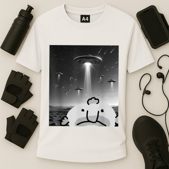 Funny Blobfish Selfie Ufos Ailen Retro Women Graphic Cooling Performance Crew T-Shirt