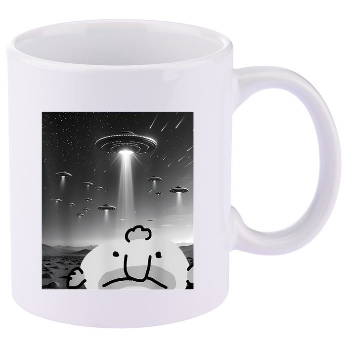 Funny Blobfish Selfie Ufos Ailen Retro Women Graphic 11oz C Handle Ceramic Mug