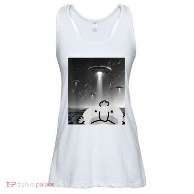 Funny Blobfish Selfie Ufos Ailen Retro Women Graphic Ladies Essential Flowy Tank