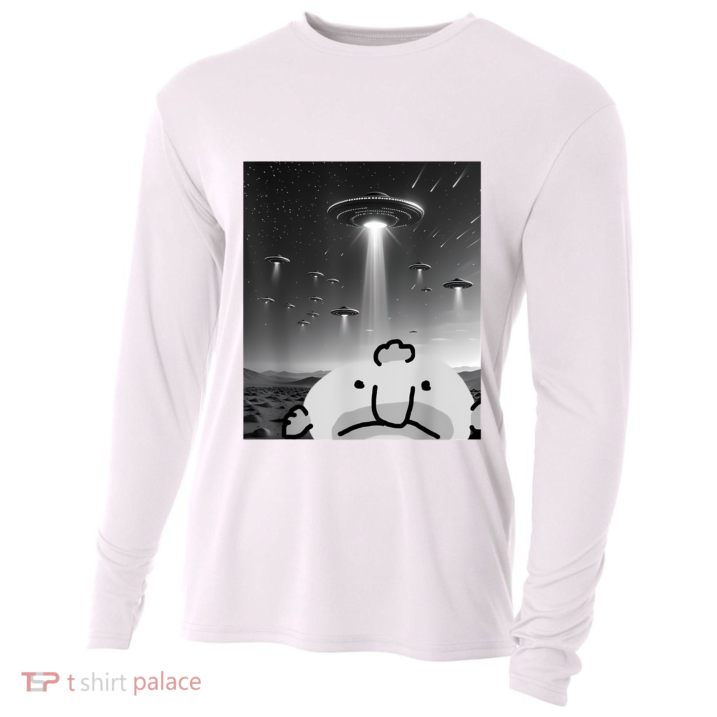 Funny Blobfish Selfie Ufos Ailen Retro Women Graphic Cooling Performance Long Sleeve Crew