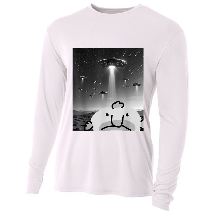 Funny Blobfish Selfie Ufos Ailen Retro Women Graphic Cooling Performance Long Sleeve Crew