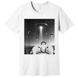 Funny Blobfish Selfie Ufos Ailen Retro Women Graphic Premium T-Shirt