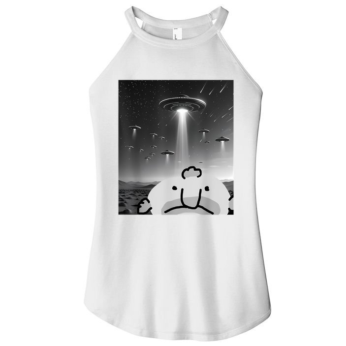 Funny Blobfish Selfie Ufos Ailen Retro Women Graphic Women's Perfect Tri Rocker Tank