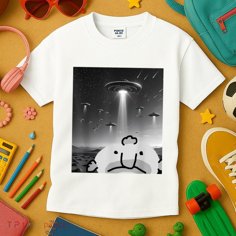 Funny Blobfish Selfie Ufos Ailen Retro Women Graphic Kids T-Shirt