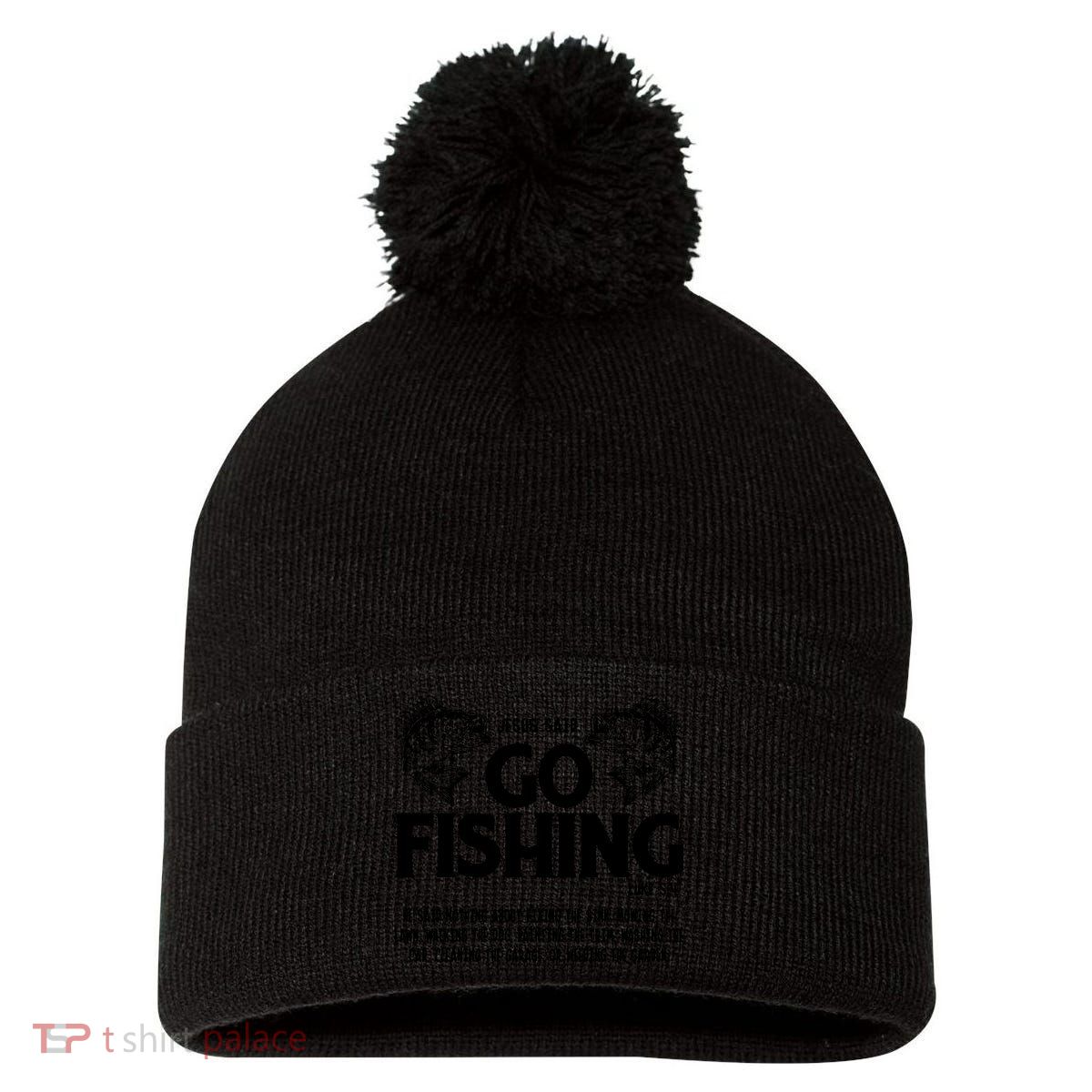 Funny Bible Saying, Jesus Said Go Fishing Luke 5 4 Pom Pom 12in Knit Beanie