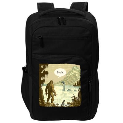 Funny Bigfoot Sasquatch Loch Ness Monster Introvert Bruh Impact Tech Backpack