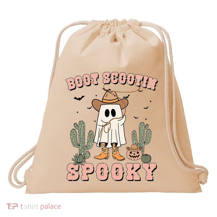 Funny Boot Scootin Spooky Cowboy Ghost Halloween Drawstring Bag