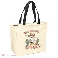 Funny Boot Scootin Spooky Cowboy Ghost Halloween Zip Tote Bag