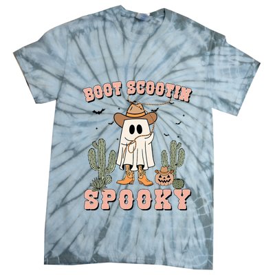 Funny Boot Scootin Spooky Cowboy Ghost Halloween Tie-Dye T-Shirt