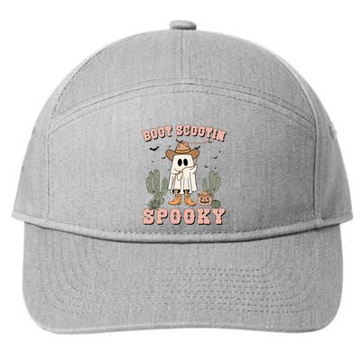 Funny Boot Scootin Spooky Cowboy Ghost Halloween 7-Panel Snapback Hat