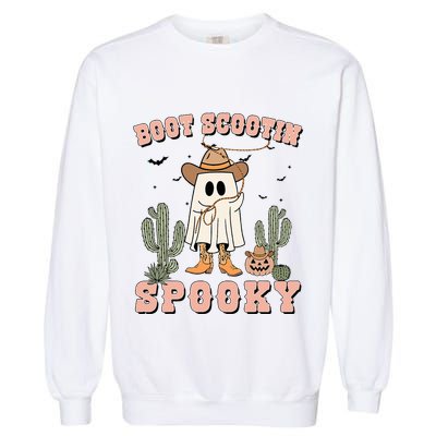 Funny Boot Scootin Spooky Cowboy Ghost Halloween Garment-Dyed Sweatshirt