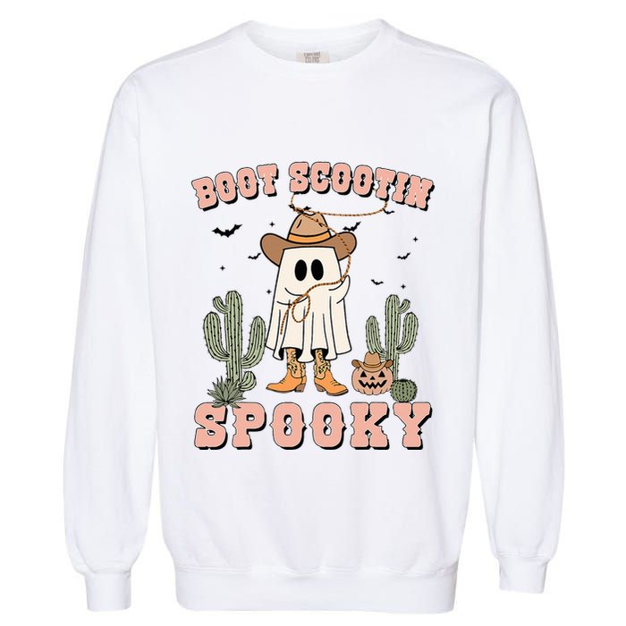 Funny Boot Scootin Spooky Cowboy Ghost Halloween Garment-Dyed Sweatshirt