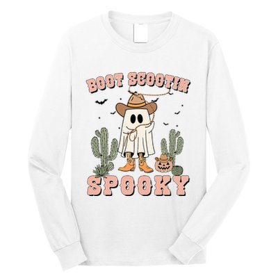 Funny Boot Scootin Spooky Cowboy Ghost Halloween Long Sleeve Shirt