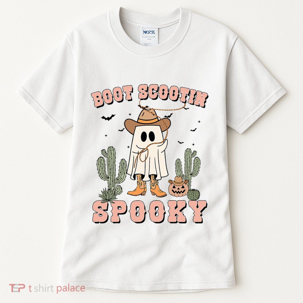 Funny Boot Scootin Spooky Cowboy Ghost Halloween Tall T-Shirt