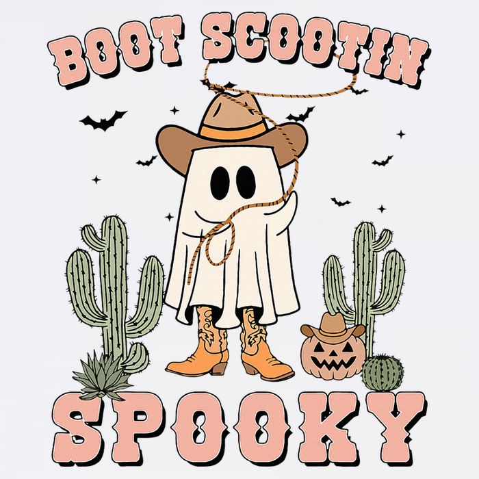 Funny Boot Scootin Spooky Cowboy Ghost Halloween Flat Bill Trucker Hat