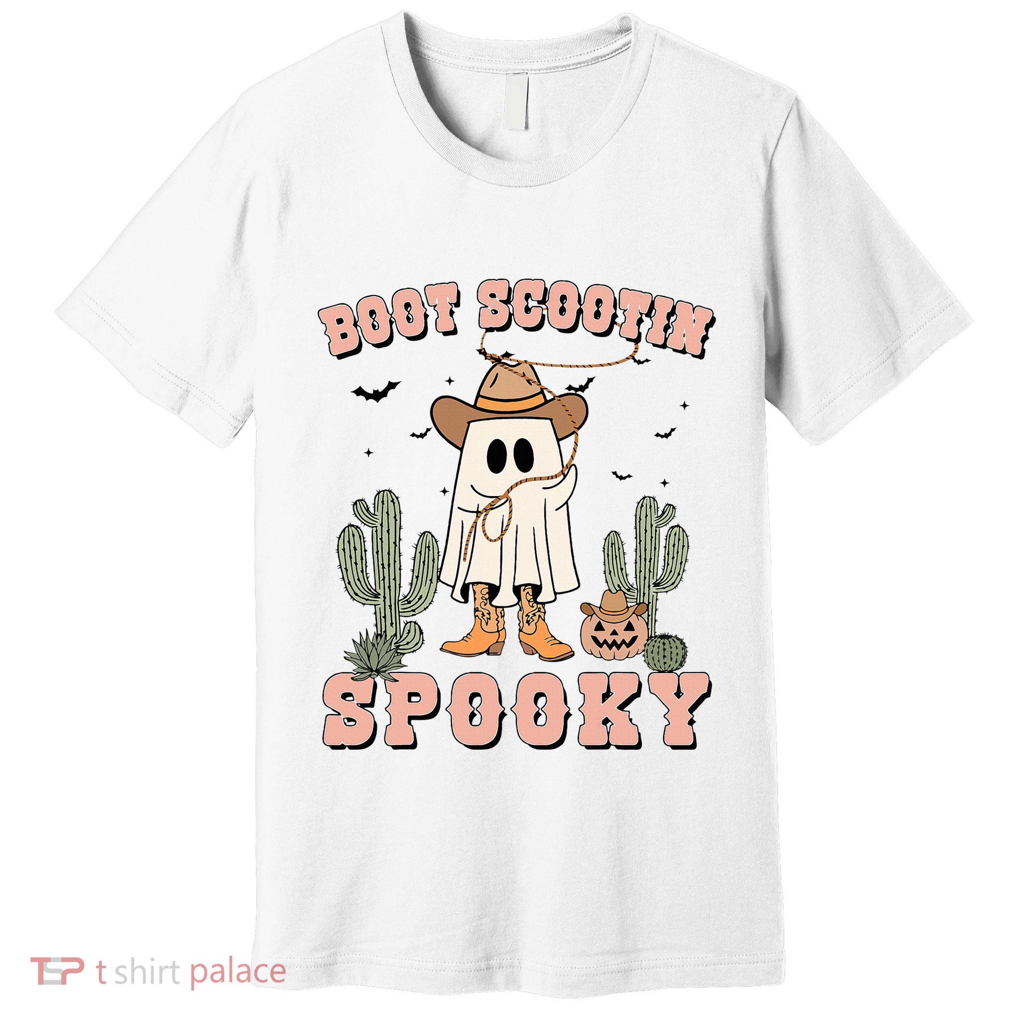 Funny Boot Scootin Spooky Cowboy Ghost Halloween Premium T-Shirt